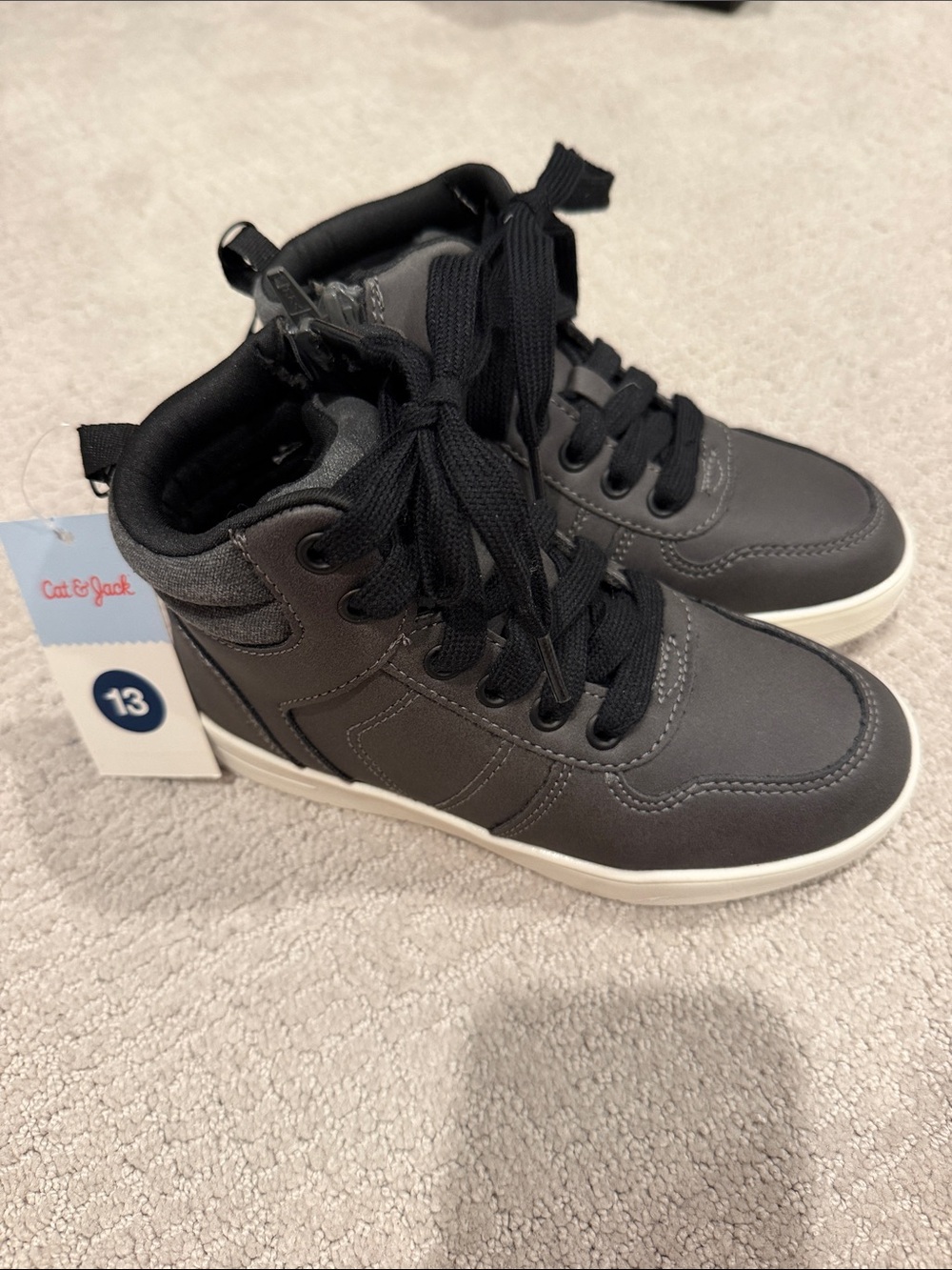 NWT Cat & Jack Kids' Black High-Top Sneakers - Size 13
